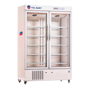 Double Glass Door Pharmacy Grade Refrigerator With LED Interior Light YG0791